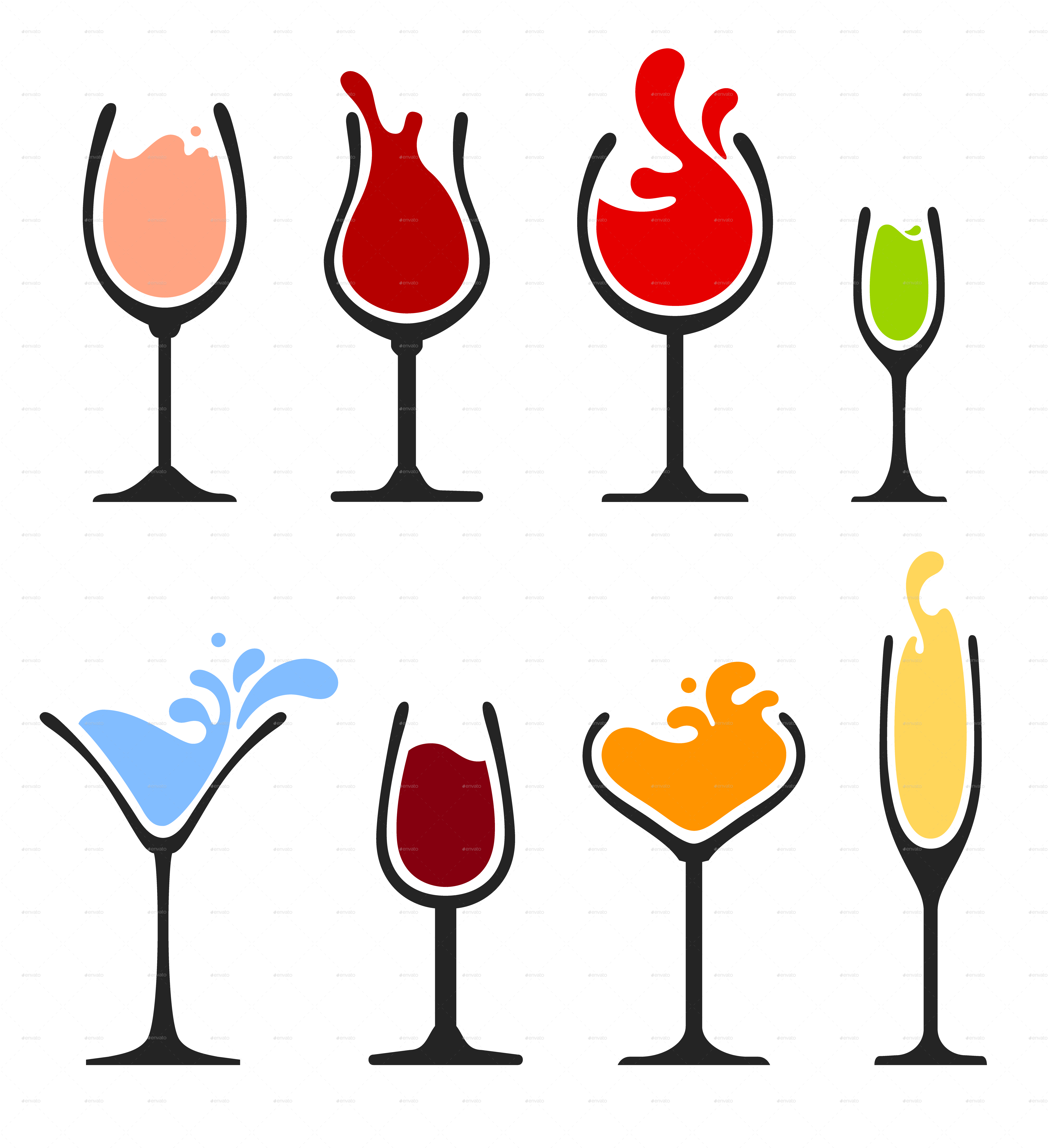 Set Of Wine Glasses By Valru - Taça De Vinho Vetor (5000x5475), Png Download