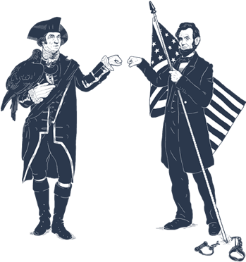 Fist Bump For Liberty - George Washington And Abraham Lincoln Fist Bumping (472x447), Png Download