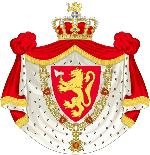 Royal Coat Of Arms Of Norway, Showing St - Royal Coat Of Norway (577x599), Png Download