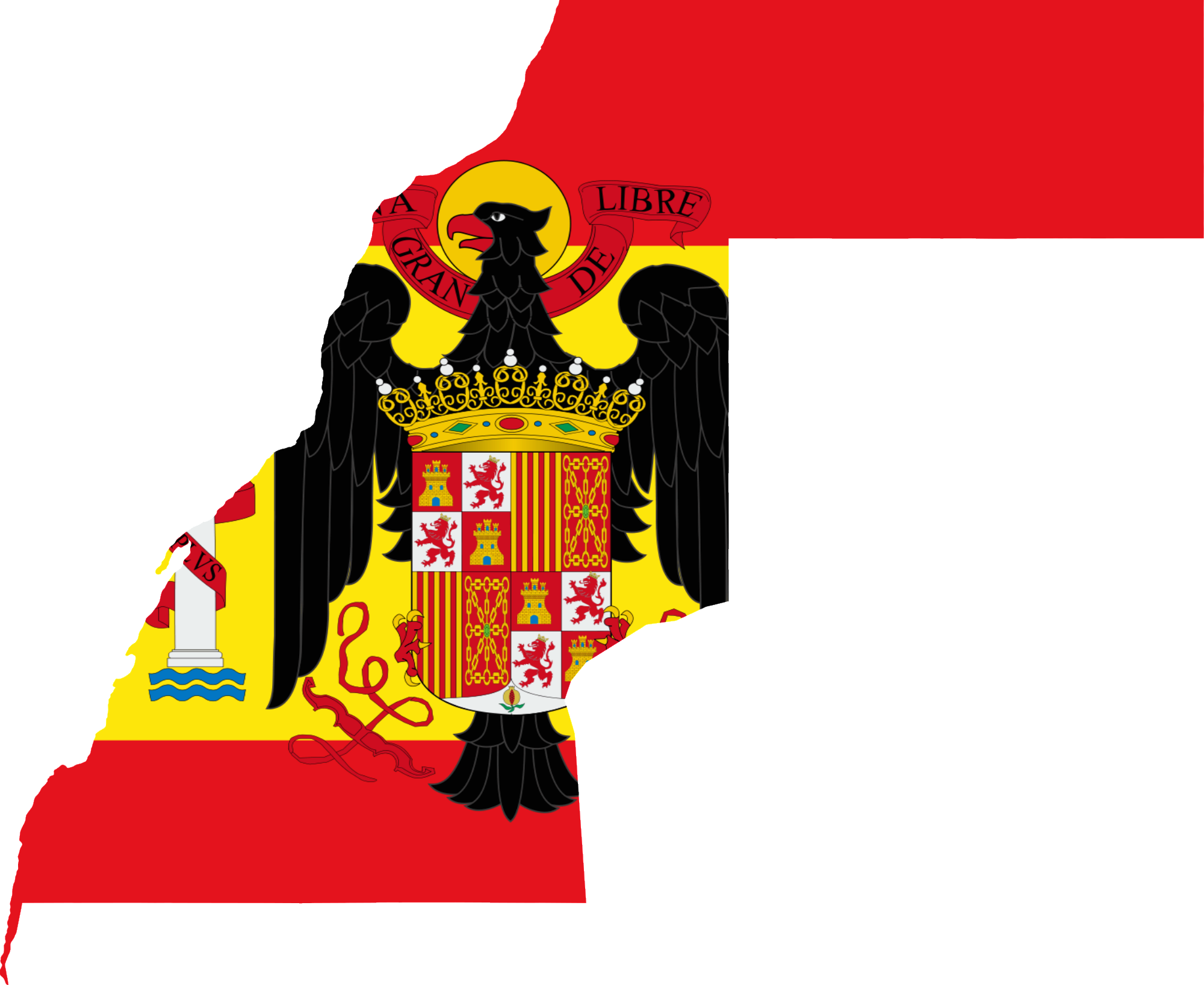 Flag Map Of Spanish Sahara - Francoist Spain Flag (2000x1636), Png Download