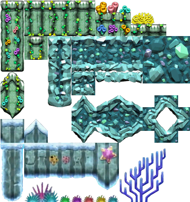 Underwater - Png - Nsmb Underwater Tileset (384x480), Png Download