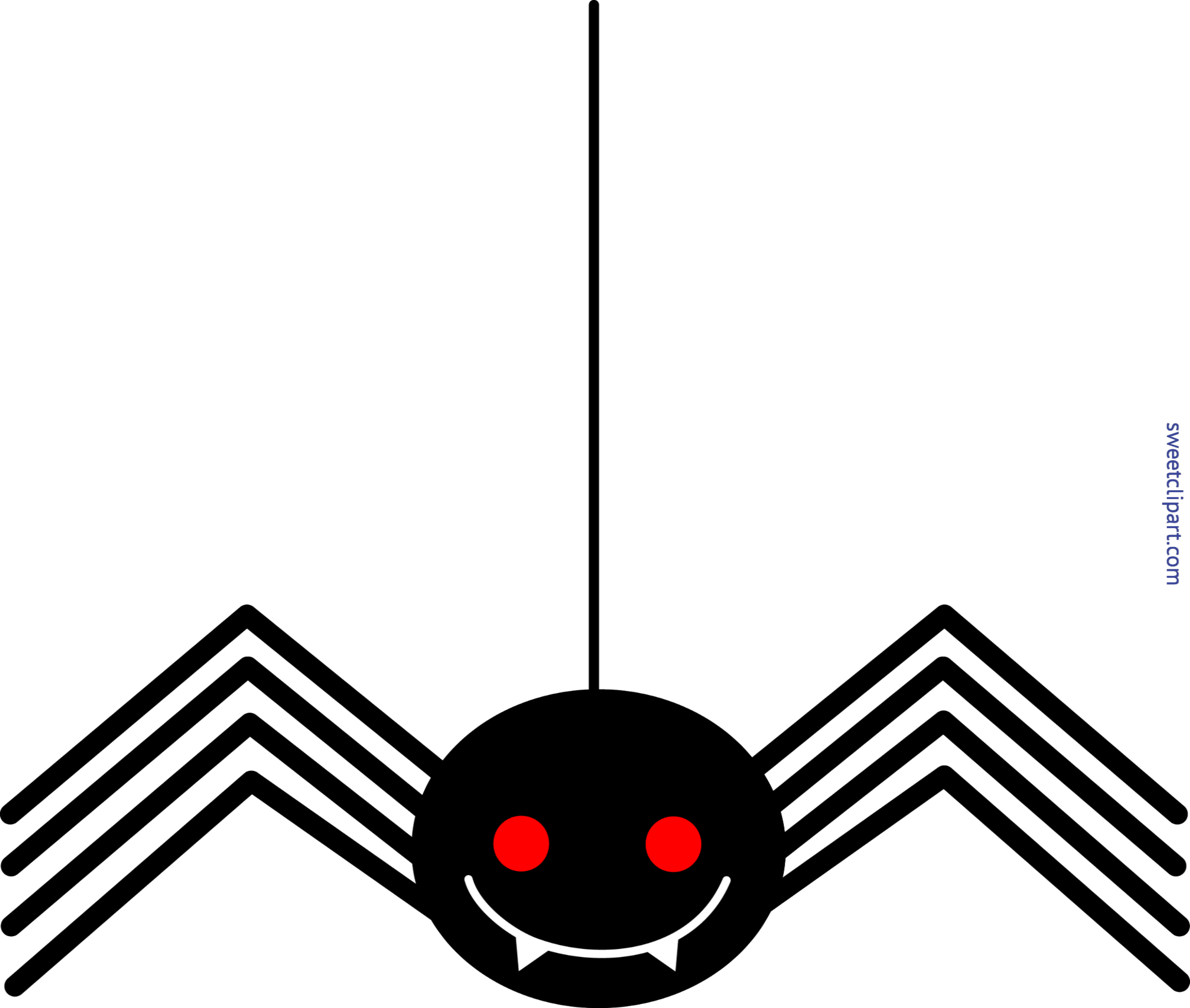 Halloween Spider Thread Clip Art Sweet - Halloween Spider Clip Art (5997x5082), Png Download