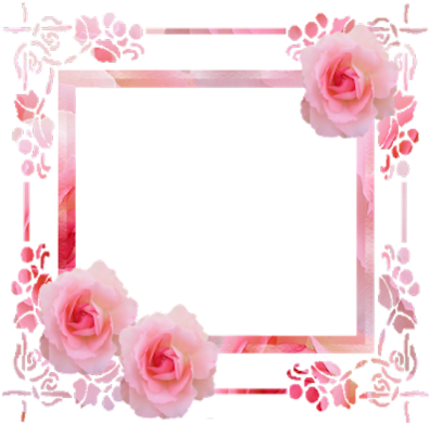 Tubes Cadres Pink Roses Frame - Pink Rose Blossom Jumbo Tote, Adult Unisex, Blue (396x391), Png Download