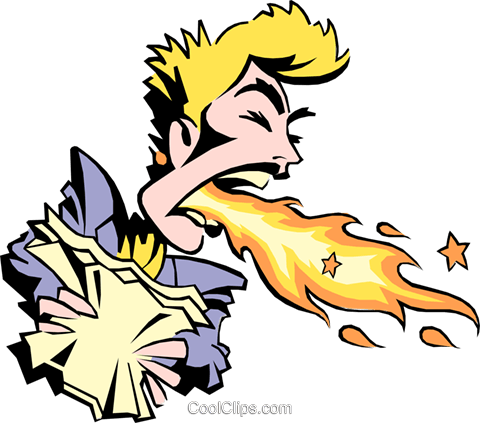 Cartoon Woman Breathing Fire - Breathing Fire Cartoon (480x423), Png Download