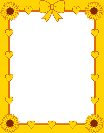Yellow Hearts With Sunflowers - Marcos Para Caratulas De Girasoles (351x450), Png Download