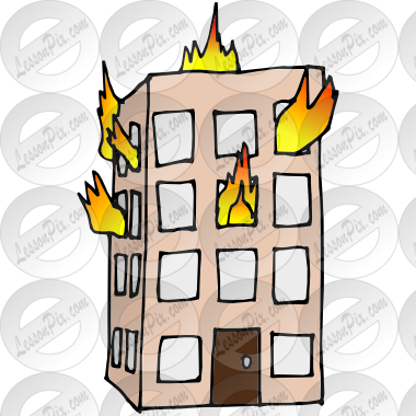 Cartoon Building On Fire (380x380), Png Download