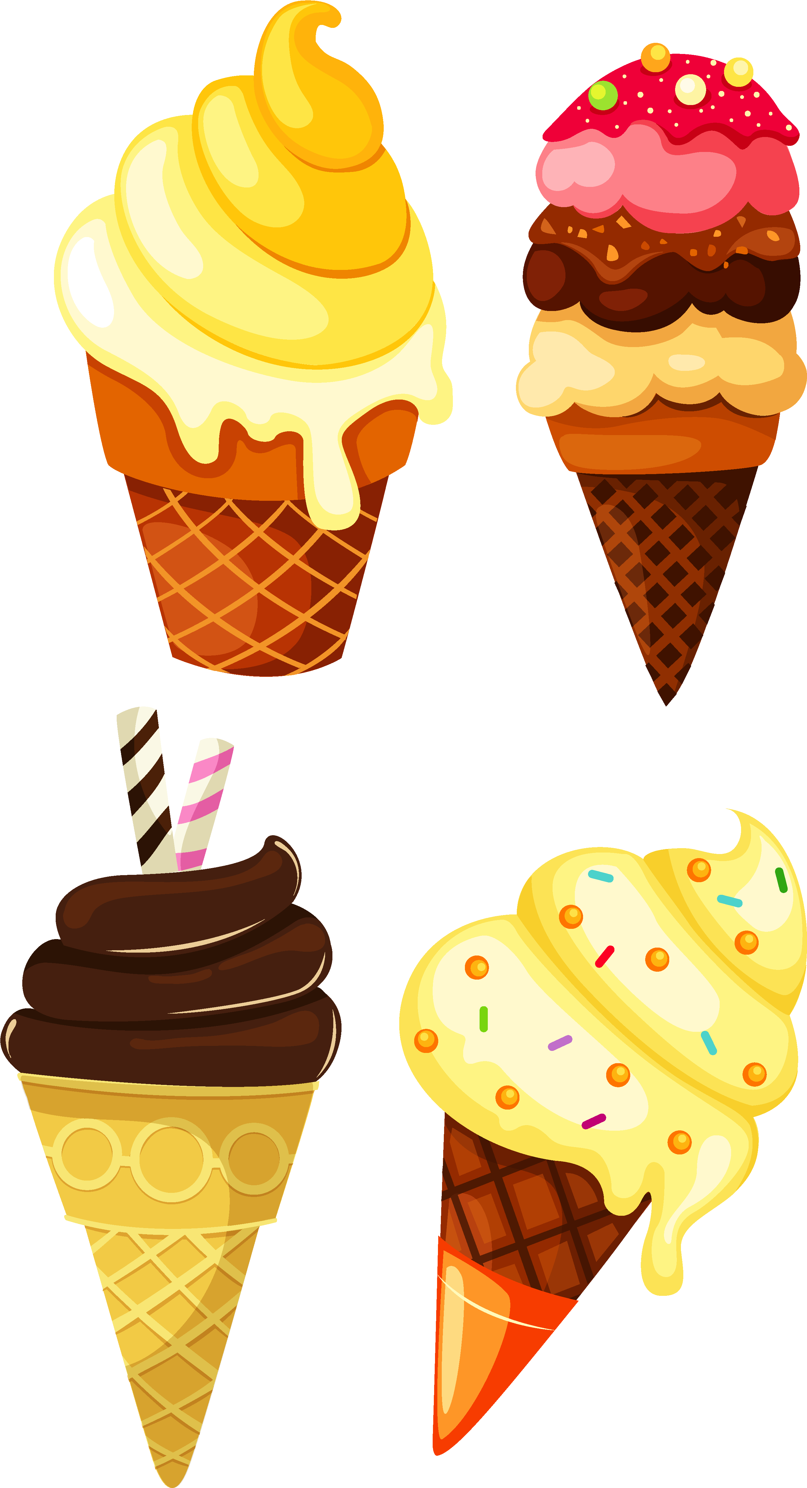 Ice Cream Cones - Illustration (2987x5374), Png Download