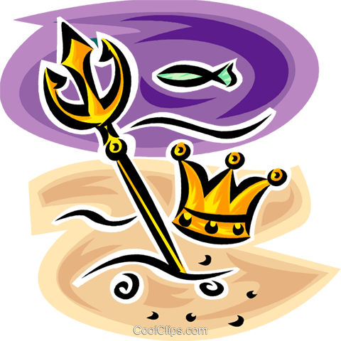 Poseidon's Trident And Crown (480x480), Png Download