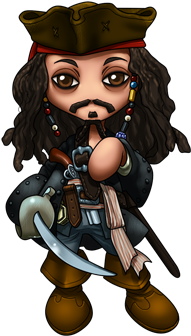 Image Black And White Download Caribbean Clip Jack - Jack Sparrow Chibi Png (350x400), Png Download