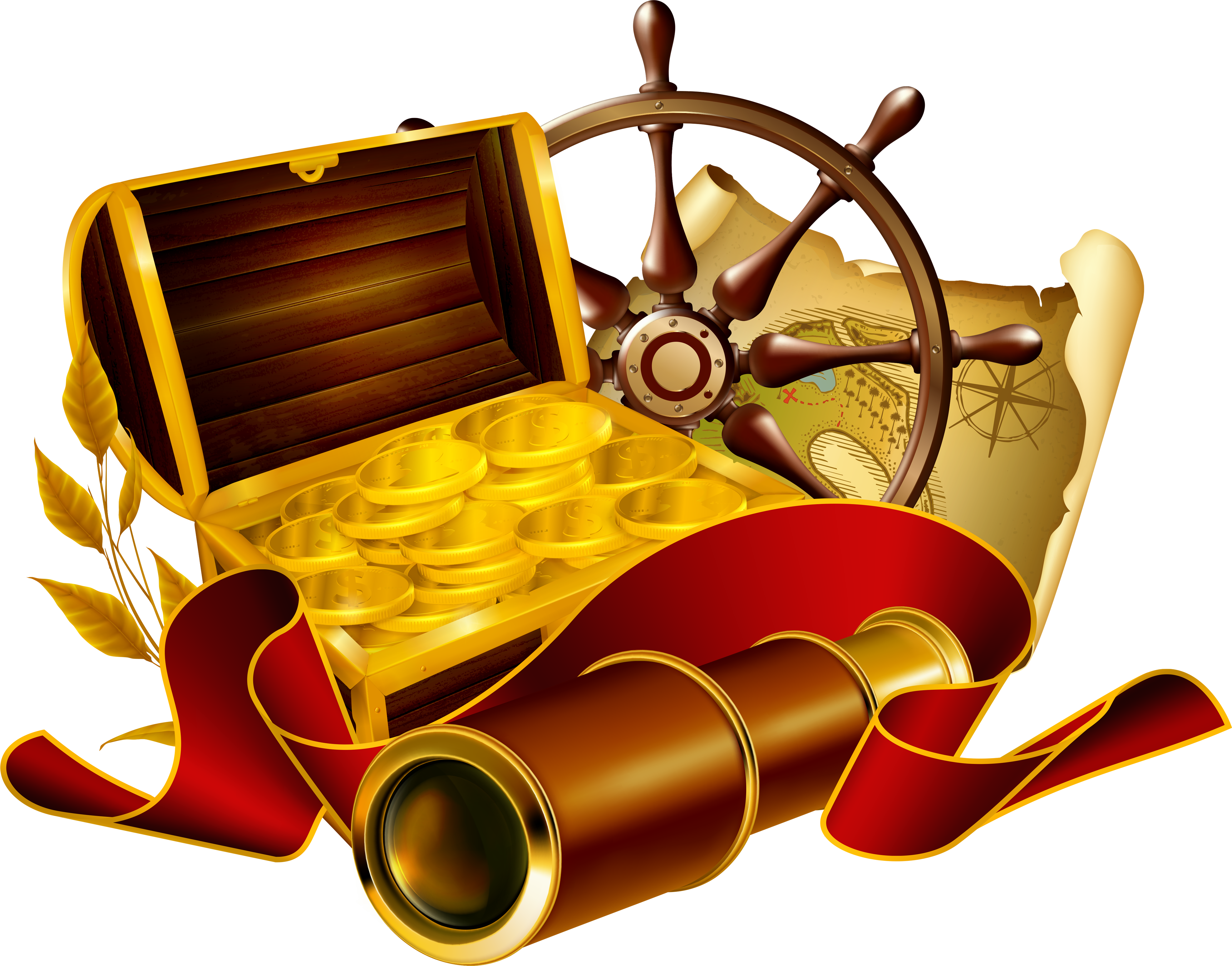 Pirates, Clip Art, Illustrations - Ship's Wheel (3946x3094), Png Download