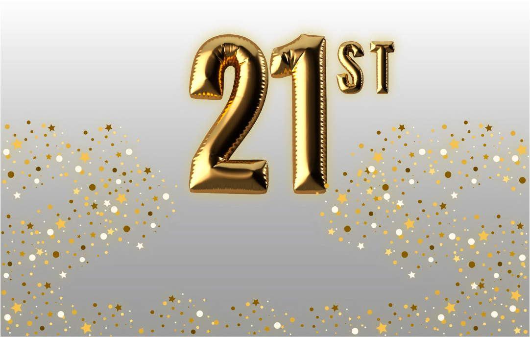 21st Golden Balloons - Graphic Design (1082x1920), Png Download