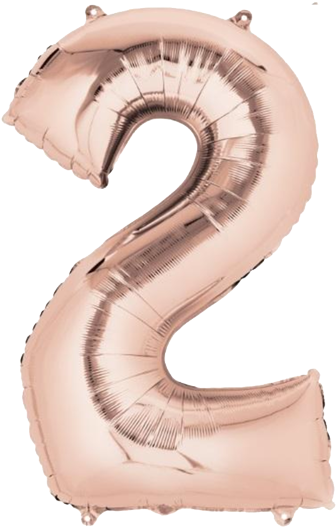 Number 2 Jumbo Rose Gold Foil Balloon - Rose Gold Number Balloons 2 (359x550), Png Download