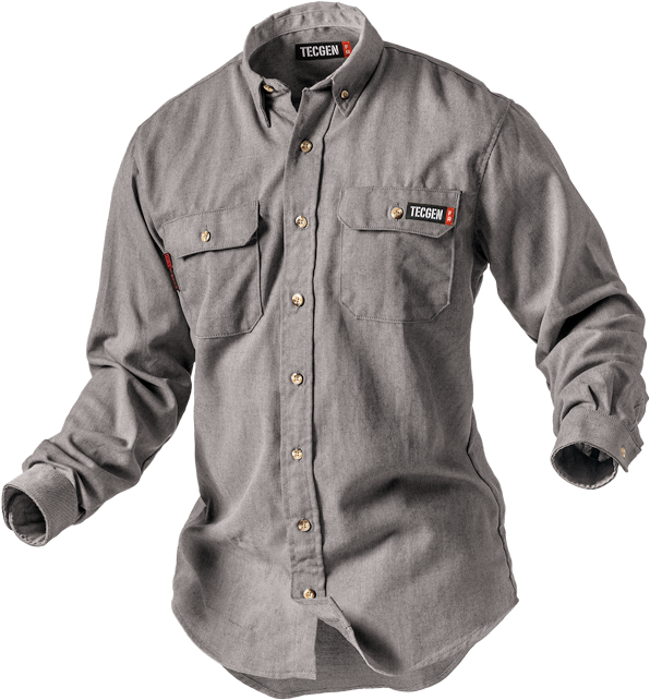 2b Fr Workwear Shirt Front 43069 Gray Rgb - Long-sleeved T-shirt (650x696), Png Download