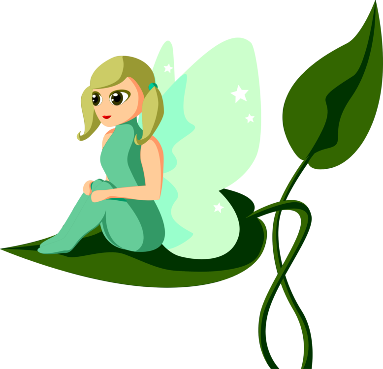 Fairy Tale Drawing Silhouette Pixie - Fairy Sitting On Leaf (778x750), Png Download