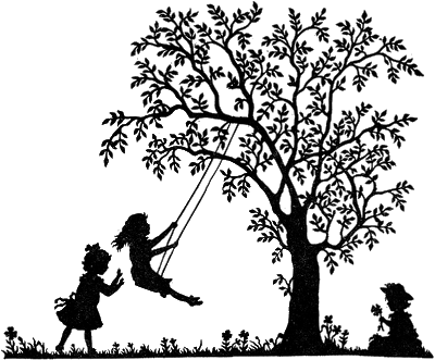 We're Already In A Girly Frame Of Mind, How About This - Girls On Swing Silhouette (400x331), Png Download