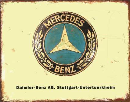 Mercedes Benz Logo Tin Sign 91 - Logo Mercedes Benz Retro (500x500), Png Download