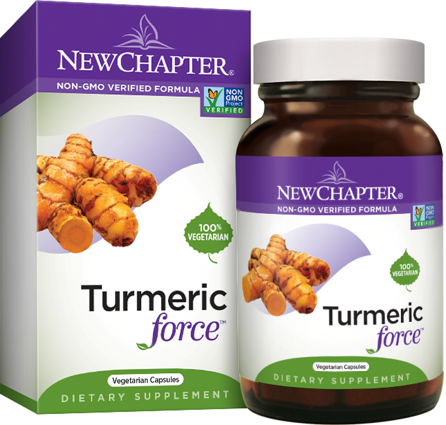 Turmeric Force Bottle And Packaging - New Chapter - Garlic Force - 30 Vegetarian Capsules (430x410), Png Download