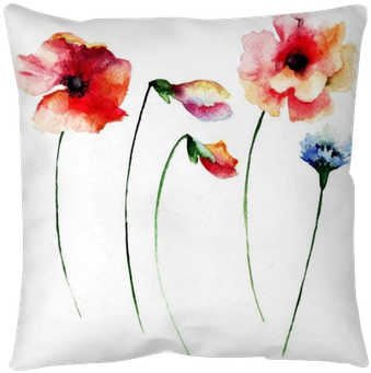 Set Of Summer Watercolor Flowers Pillow Cover • Pixers® - Watercolor Painting (400x400), Png Download