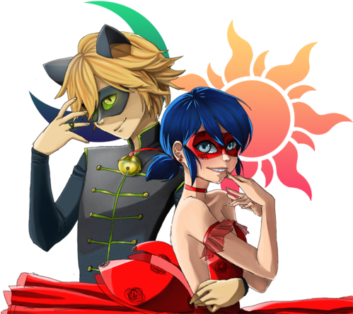 Chat Noir, Fan Art, And Tumblr Image - Prodigiosa Ladybug Y Chatnoir (500x472), Png Download