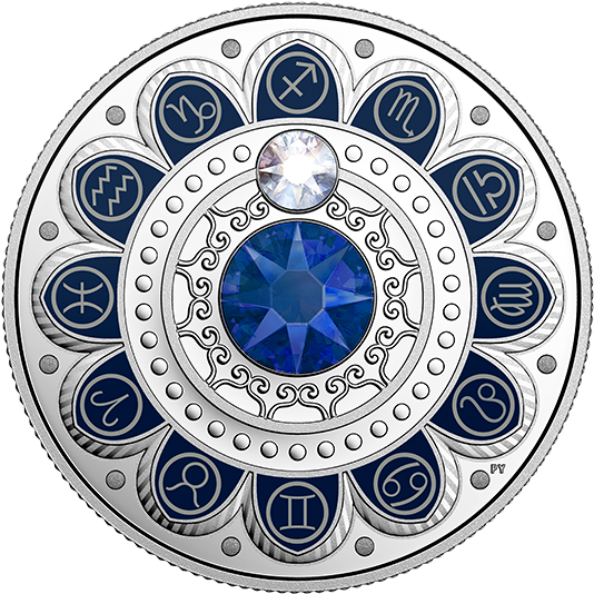 Pure Silver Coin Made With Swarovski® Crystals - 2017 Fine Silver 3 Dollar Coin - Zodiac Series: Libra (570x570), Png Download