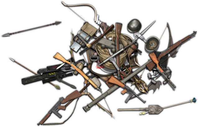 Pile Of Junk Tokens - Pile Of Medieval Weapons (636x410), Png Download