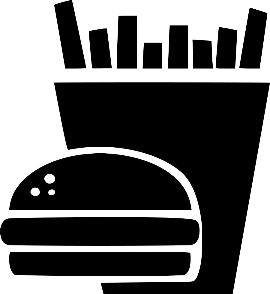 Fast Junk Burger Beef Hamburger Fries Comments - Burger And Fries Black And White (900x980), Png Download