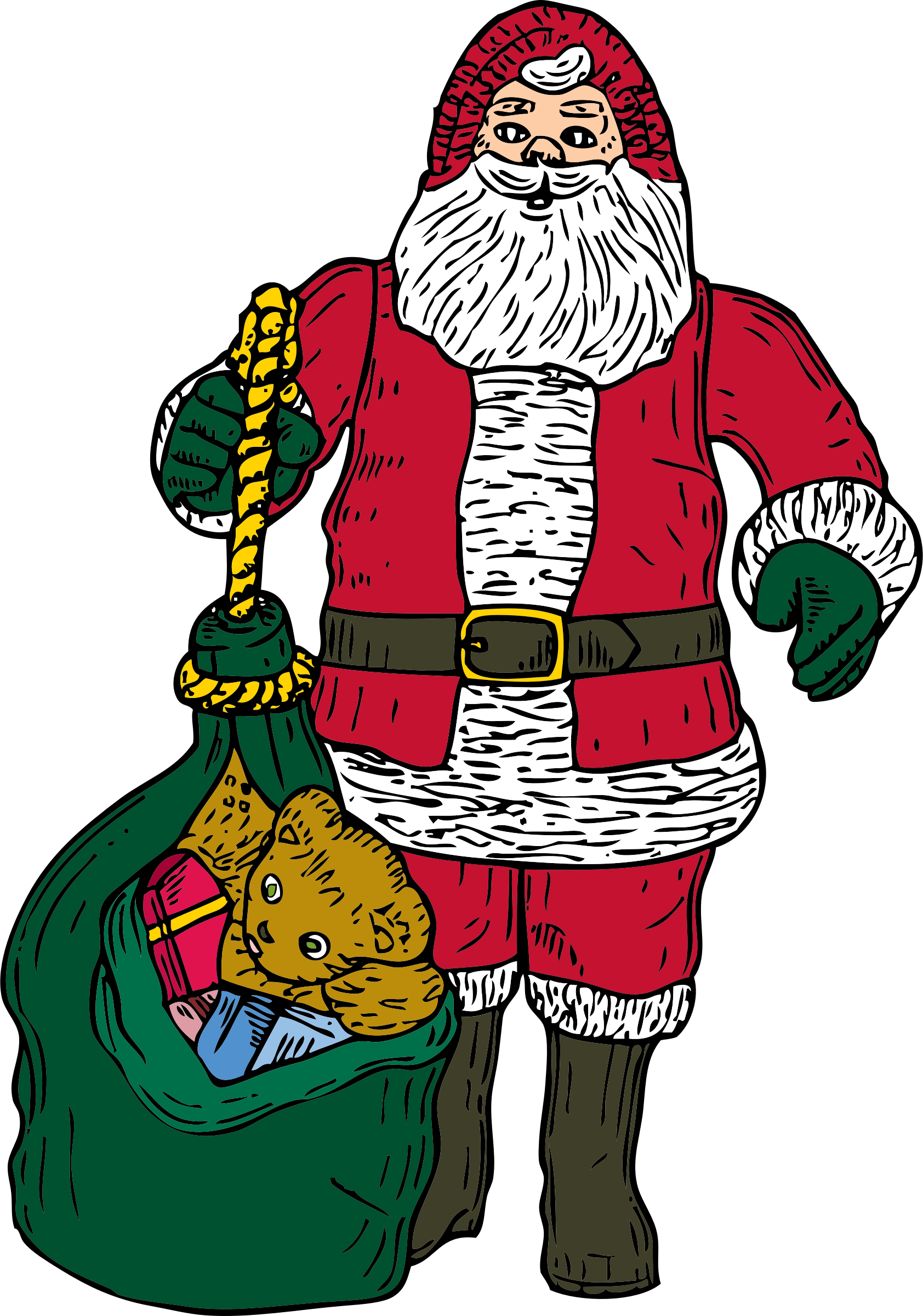 Santa And Bag Svg Vector File, Vector Clip Art Svg - Animated Christmas Presents Clip Art (632x900), Png Download