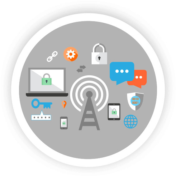 Wireless Network Elements In Gray Circle - Circle (578x577), Png Download