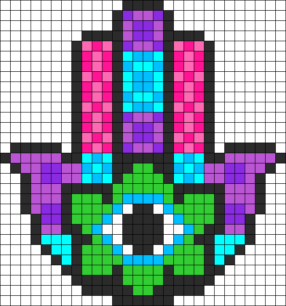 Hamsa Perler Perler Bead Pattern / Bead Sprite - Perler Beads Patterns Hand (589x631), Png Download