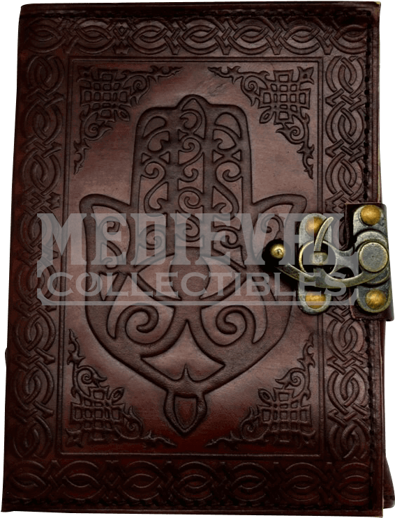Hamsa Hand Embossed Leather Journal - 5' X 7' Hamsa Hand Leather W/ Latch, Grey (742x742), Png Download