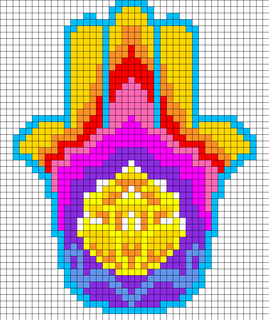 Hamsa Perler Bead Pattern / Bead Sprite - Punto De Cruz Mano De Fatima (882x1050), Png Download