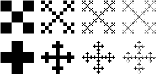 Four Iterations Of The Saltire Form Of The Fractal - Fractal De Vicsek (550x267), Png Download