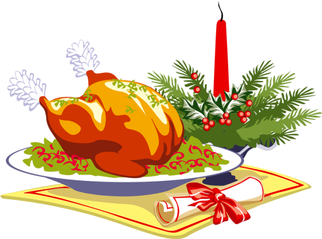 Christmas Clipart Brunch - Christmas Dinner Clipart (640x499), Png Download