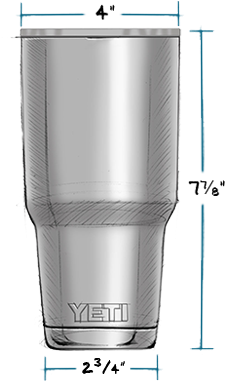 Rambler 30 Oz Tumbler - Yeti 30 Oz Tumbler Dimensions (640x380), Png Download