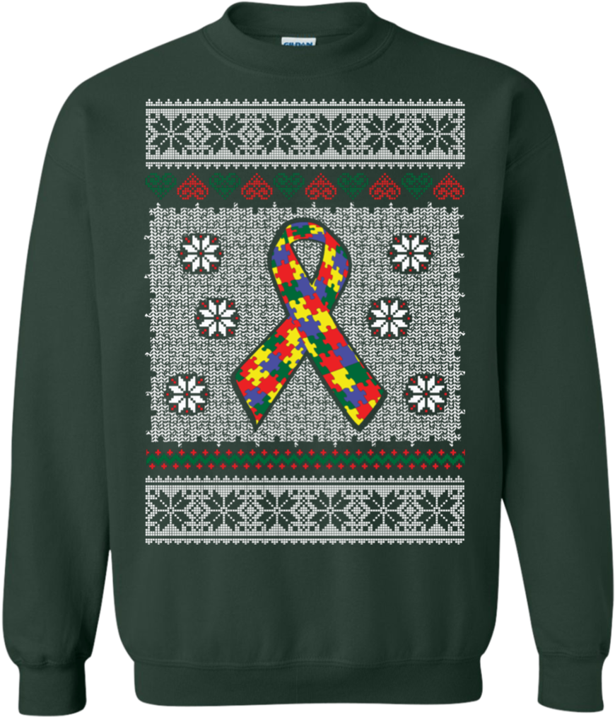 Autism Holiday Ribbon - Sweater (1024x1024), Png Download