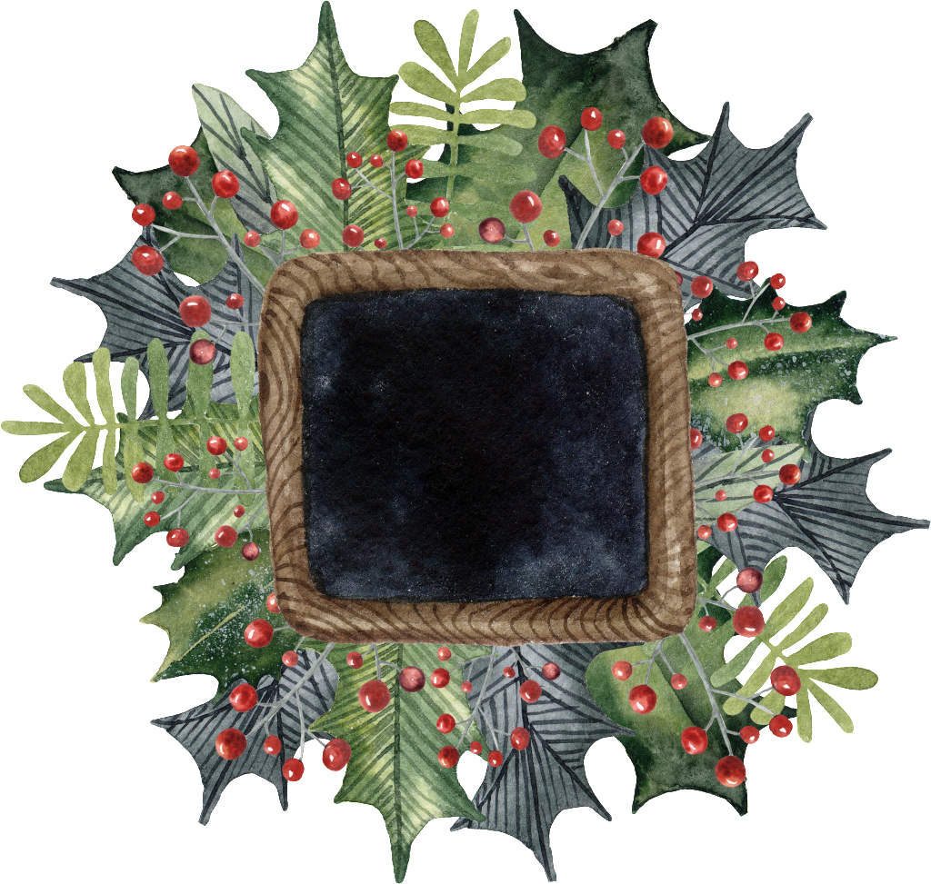 Hand Drawn Blackboard Surrounded By Leaves Png Transparent - Green (1024x973), Png Download