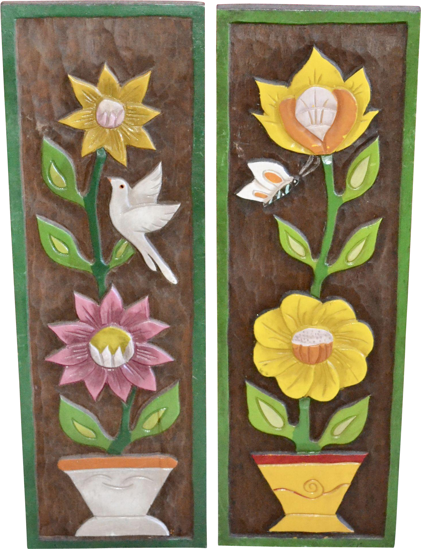 Large 24' Pair Of Mexican Folk Art Carved & Painted - Sculpture (1919x1919), Png Download