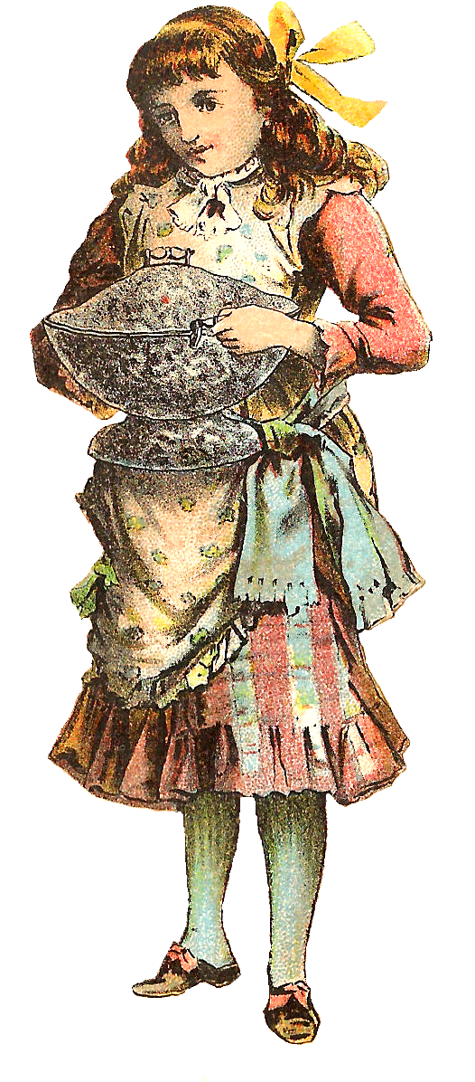 Clipart Vintage Girl Png - Illustration (673x1350), Png Download