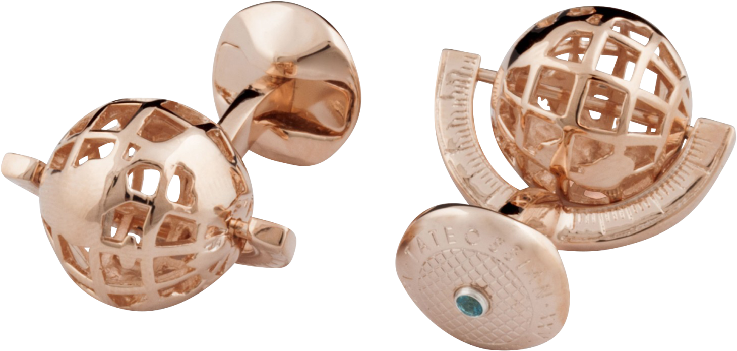 Rose Gold Globe Cufflink - Earrings (1600x2395), Png Download