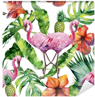 Watercolor Illustration Of Tropical Pink Flamingo Bird - Upstreet Graphite Pickleball Paddle Set Of 2 (400x400), Png Download