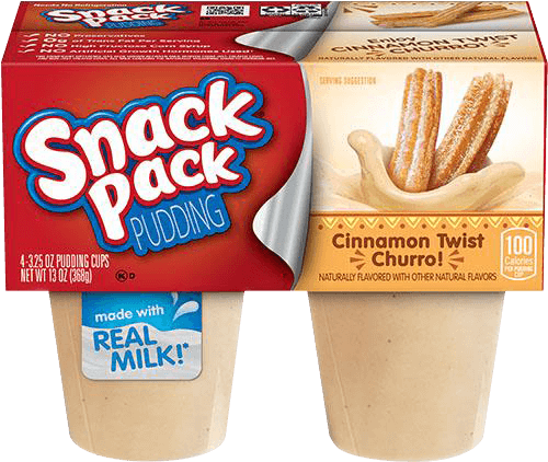 Cinnamon Twist Churro Pudding - Snack Pack Chocolate Pudding (500x500), Png Download