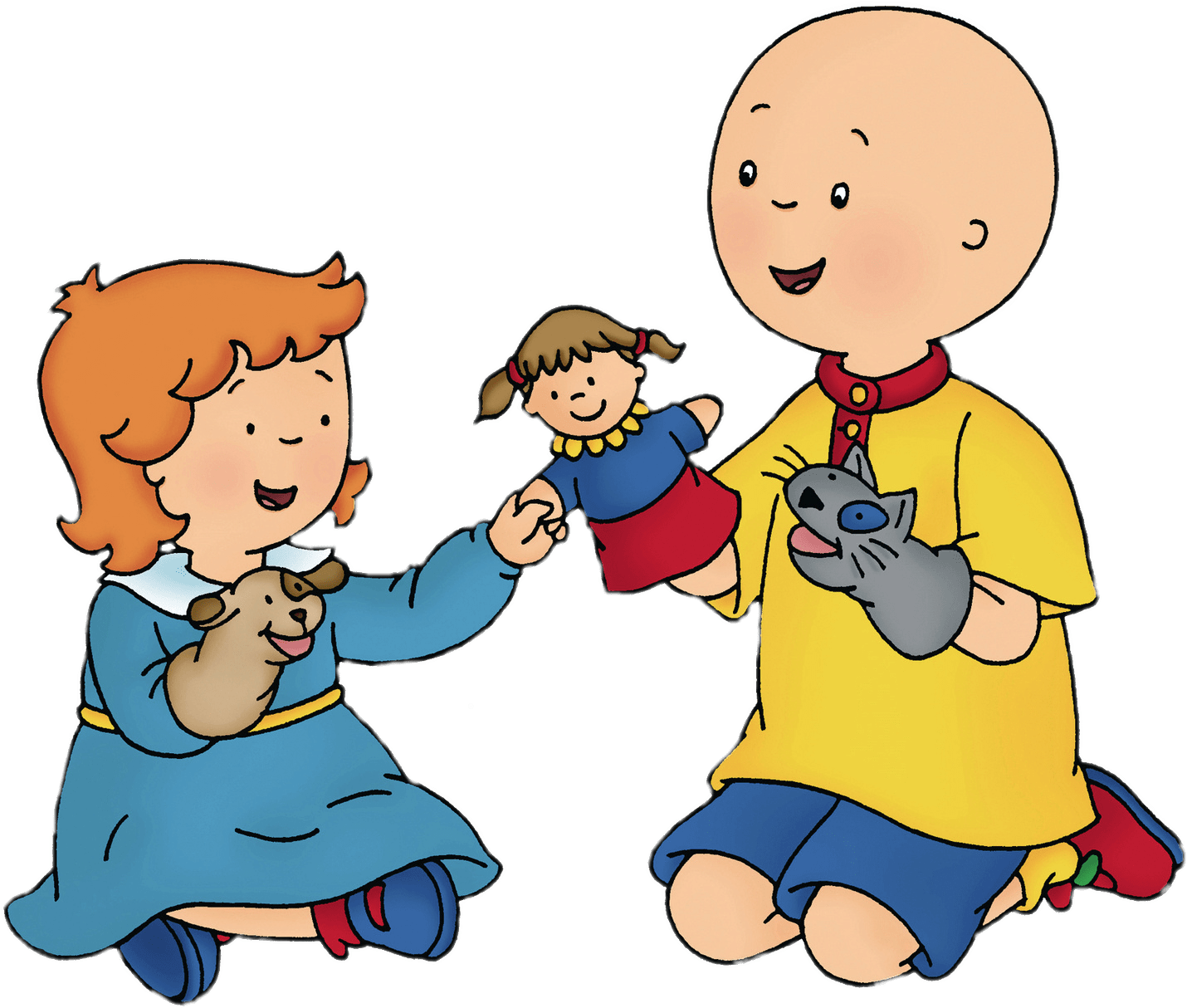 Caillou And Rosie Playing With Hand Puppets - Caillou Lunch Napkins (1500x1267), Png Download