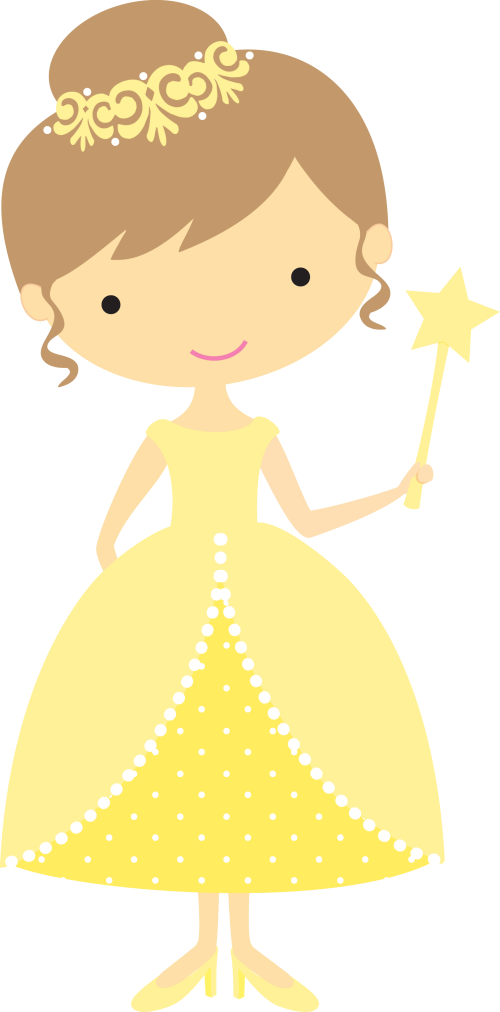 Pretty Princess Clip Art - Yellow Princess Clipart (500x1012), Png Download