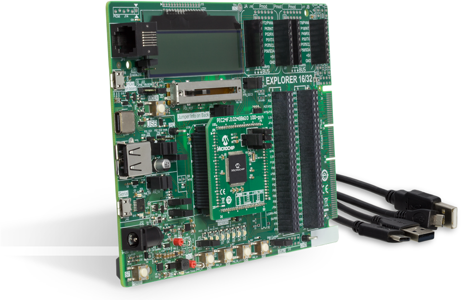 Explorer 16/32 Development Kit With Pic24fj1024gb610 - Microchip Technology (1000x628), Png Download