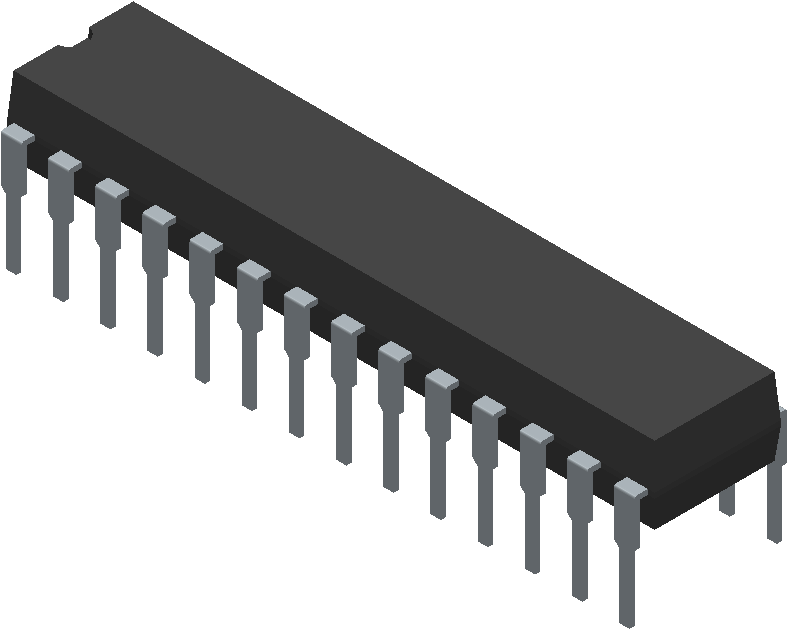 Pic24fj64gb002 I/sp - Microchip - 3d Model - Dual In - Atmega 328p 3d Model (800x800), Png Download