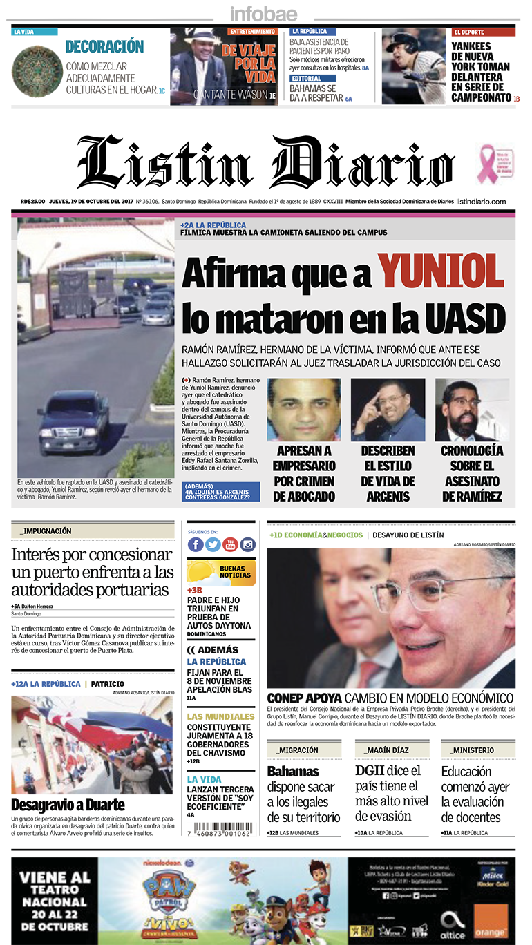 Listin Diario, República Dominicana, Jueves 19 De Octubre - Listín Diario (770x1368), Png Download