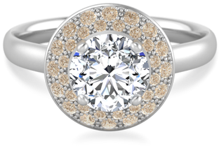 Customized Chrysanthemum Halo Ring - Engagement Ring (350x350), Png Download