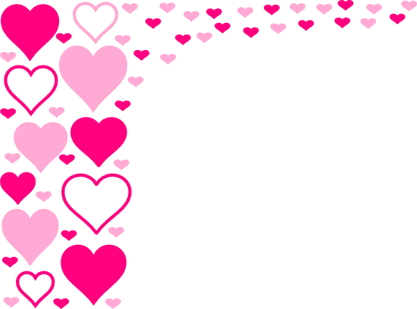 Heart Borders Png - Valentines Heart Border Transparent (600x444), Png Download