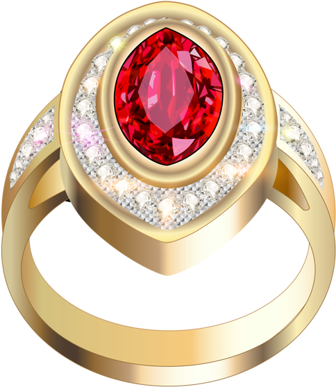 Jewelry Clipart Ruby Ring - Gold Rings Jewelry Png (526x600), Png Download