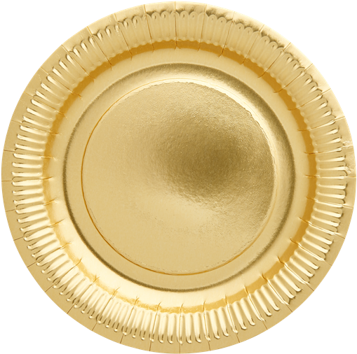 Gold Foil Round Plates - Paper Plates Png (600x600), Png Download